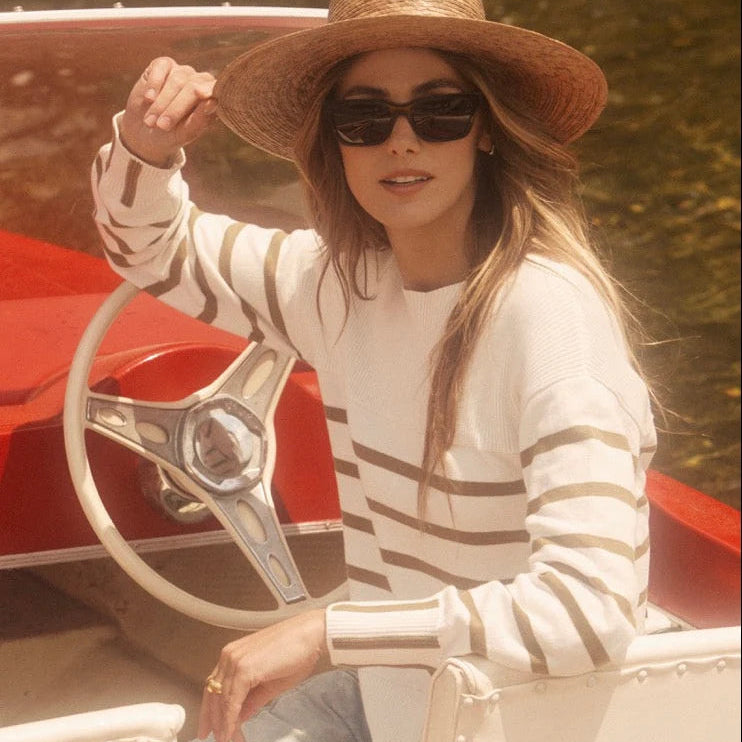 FDJ Stripe Sweater White/Henna