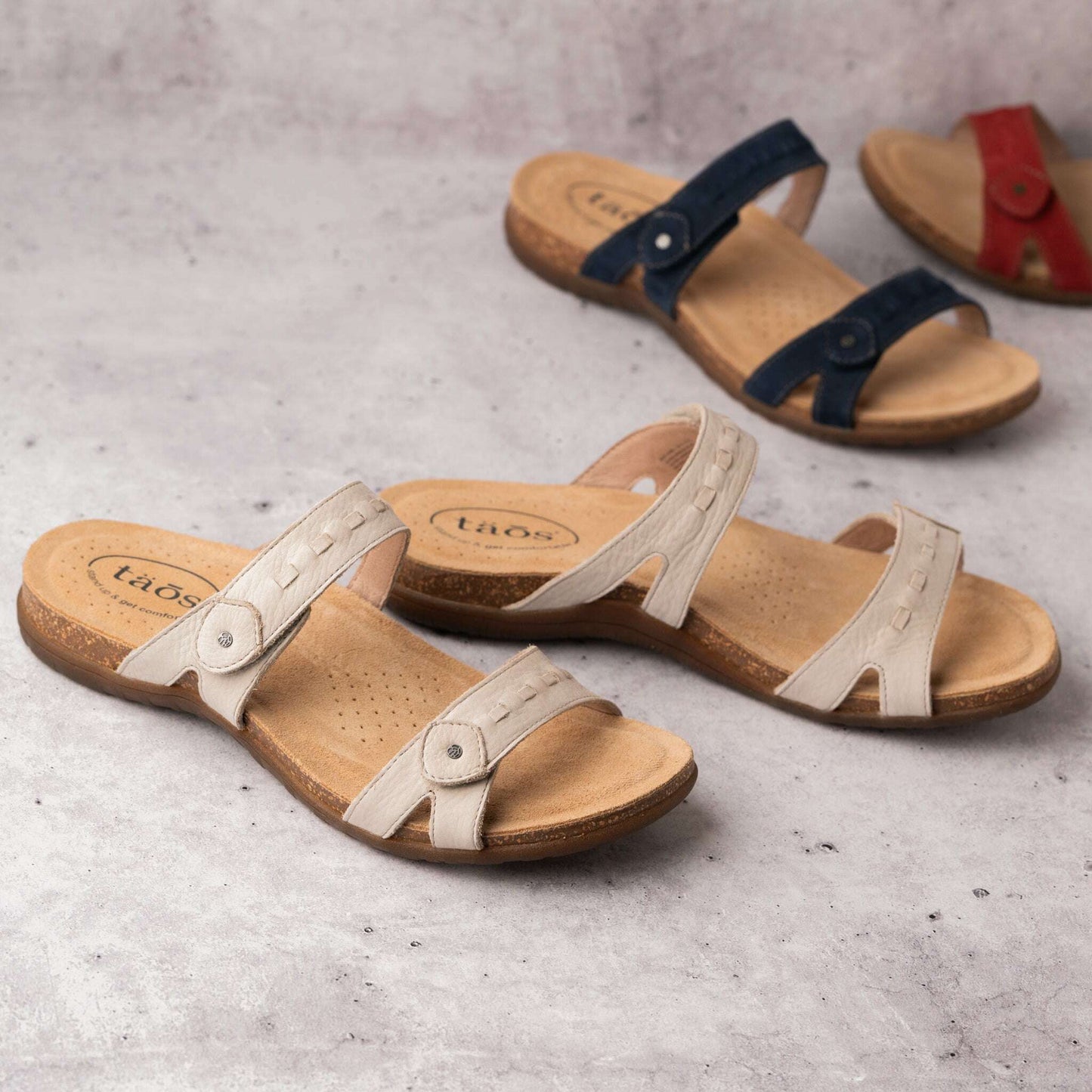 Taos - Bandalero - Red, Navy & Stone Nubuck, Sandals, TAOS, Plum Bottom