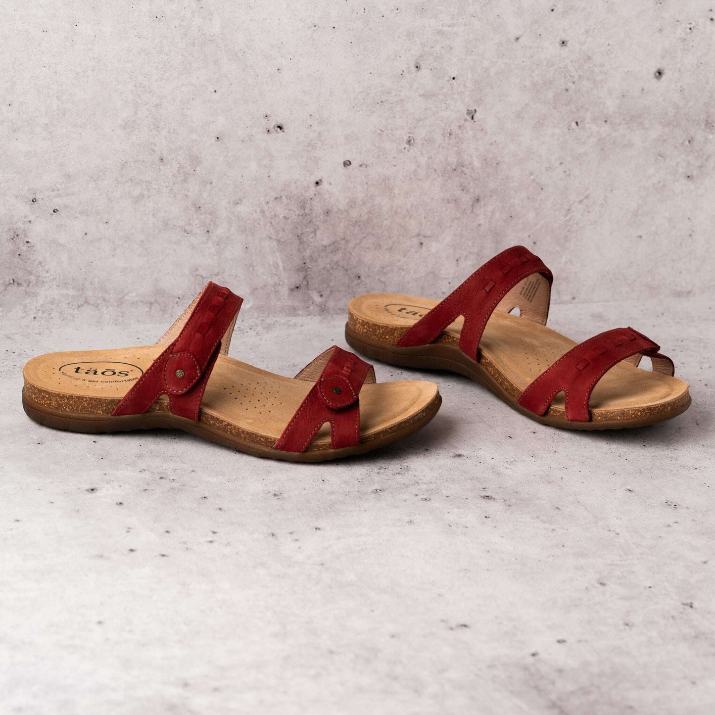 Taos - Bandalero - Red, Navy & Stone Nubuck, Sandals, TAOS, Plum Bottom