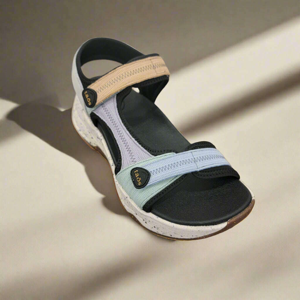 TAOS - SUPER SIDE - Retro Embossed Multi, Sandals, TAOS, Plum Bottom