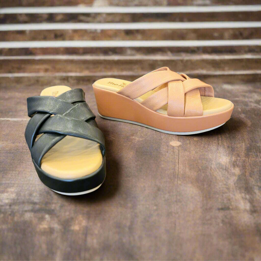THE FLEXX - BRODY - Black & Cuoio, Sandals, THE FLEXX, Plum Bottom