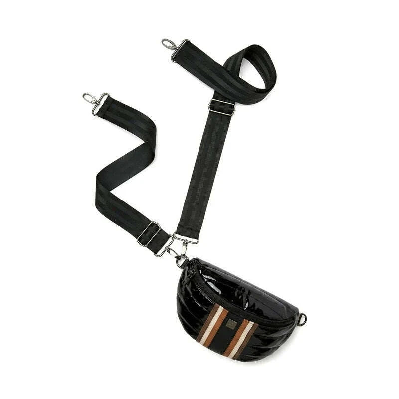 THINK ROYLN Little Runaway Black Patent Nylon w/ Stripe