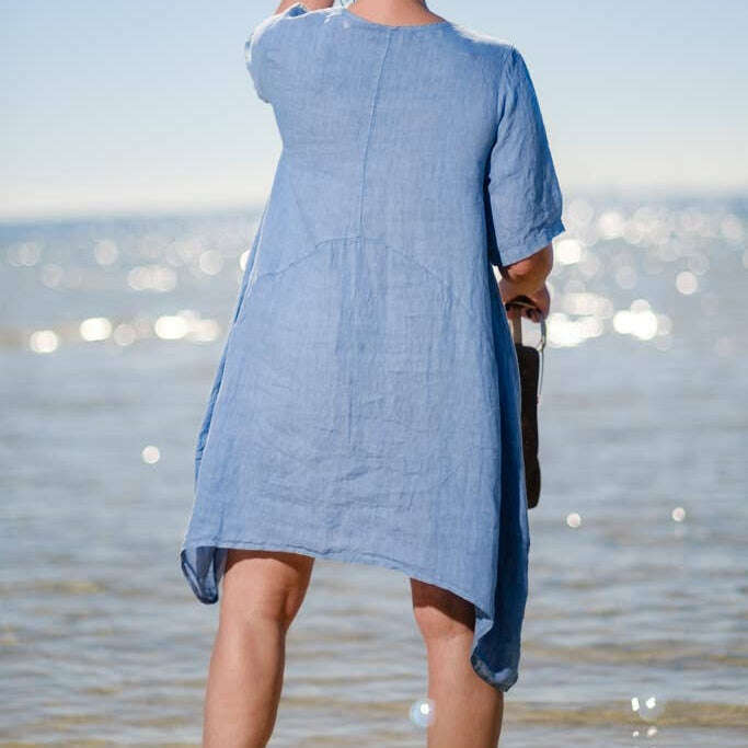 TINA STEPHENS ITALY Avery Linen Dress Jeans, CLOTHING, TINA Stephens Italy/Tees By Tina, Plum Bottom