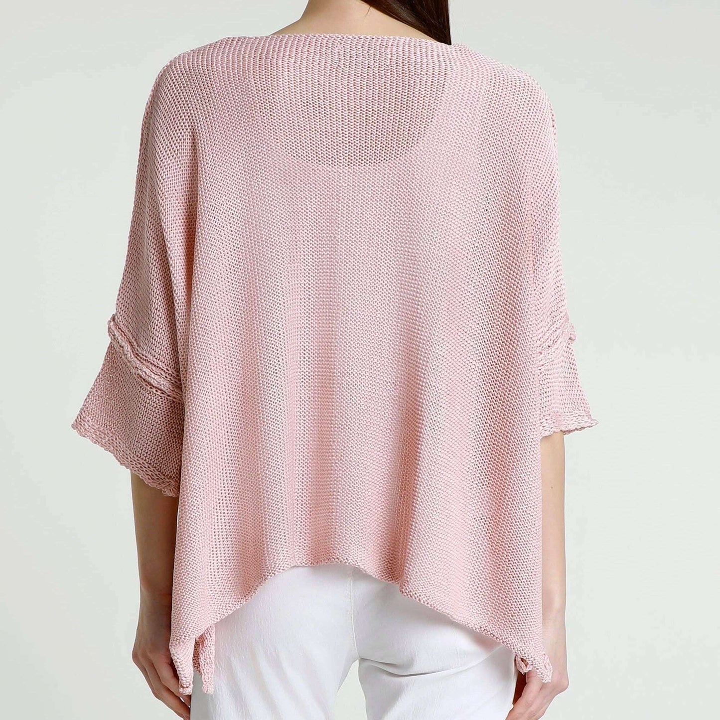TINA STEPHENS ITALY Benoite Center Seam Open Knit Topper Blush, CLOTHING, TINA Stephens Italy/Tees By Tina, Plum Bottom