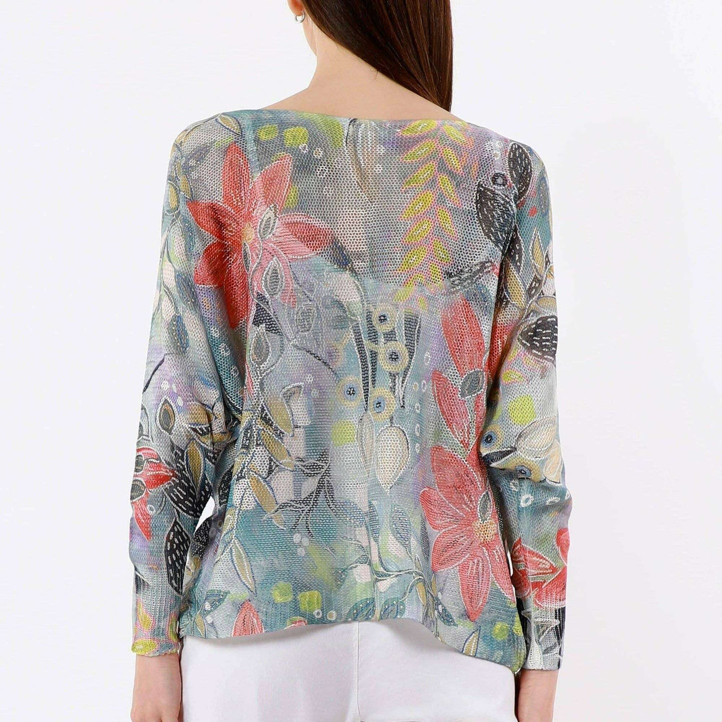 TINA STEPHENS ITALY Bloom Danielle Batwing Open Knit Sweater Celestial Blue, CLOTHING, TINA Stephens Italy/Tees By Tina, Plum Bottom