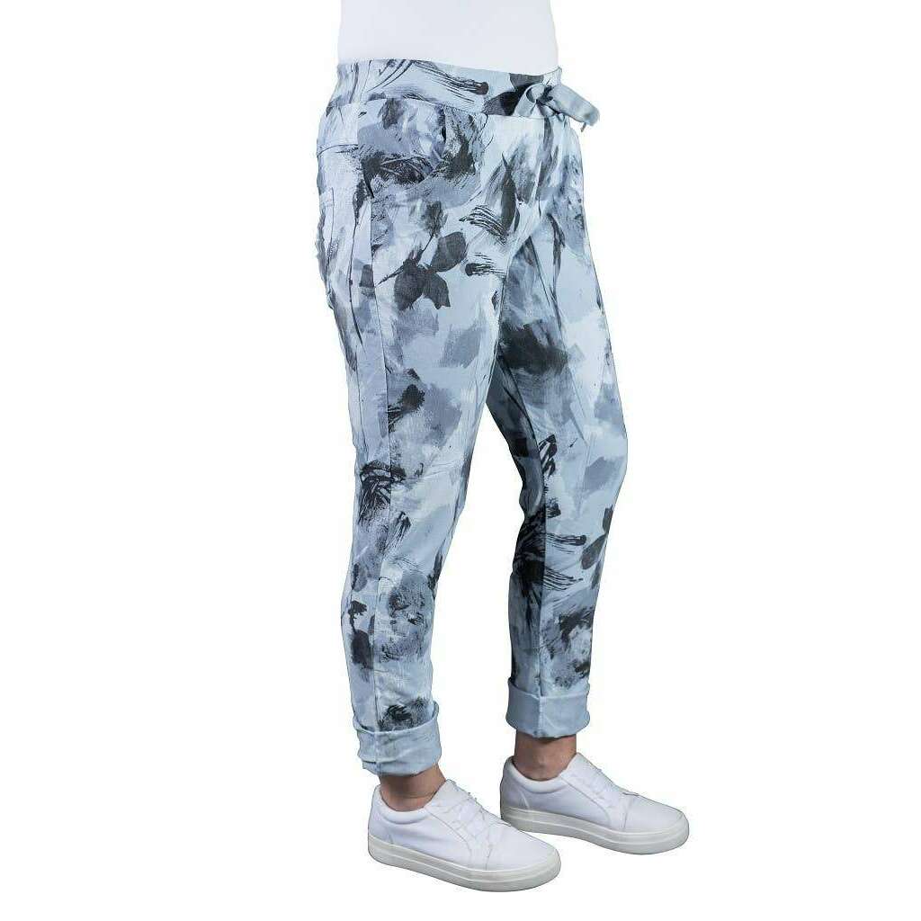 TINA STEPHENS ITALY Collins Paint Brush Stretch Tie Waist Pant Jeans, CLOTHING, TINA Stephens Italy/Tees By Tina, Plum Bottom