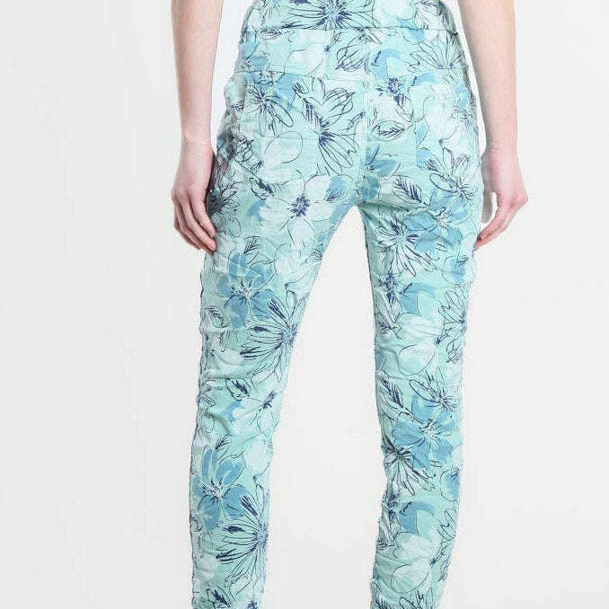 TINA STEPHENS ITALY Collins Sketch Floral Stretch Tie Waist Pant Aqua, CLOTHING, TINA Stephens Italy/Tees By Tina, Plum Bottom