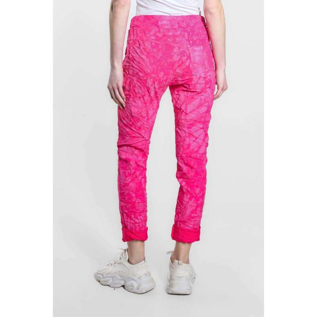 TINA STEPHENS ITALY Collins Tonal Splotch Stretch Tie Waist Pant Fuchsia, CLOTHING, TINA Stephens Italy/Tees By Tina, Plum Bottom