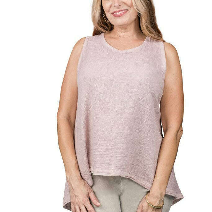 TINA STEPHENS ITALY Lexa Lin-Co Tunic Tank Blush Enzyme, CLOTHING, TINA Stephens Italy/Tees By Tina, Plum Bottom