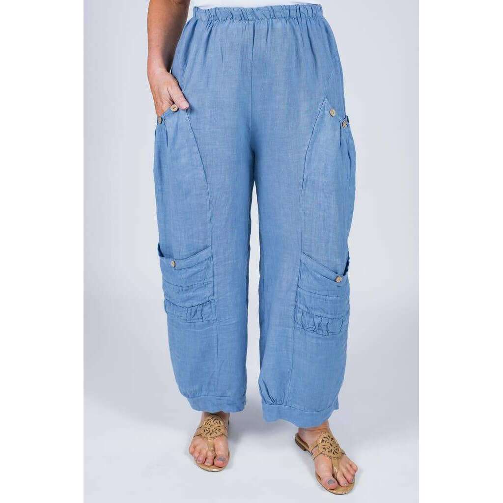 TINA STEPHENS ITALY Mary Double Pocket Linen Pant Jeans, CLOTHING, TINA Stephens Italy/Tees By Tina, Plum Bottom
