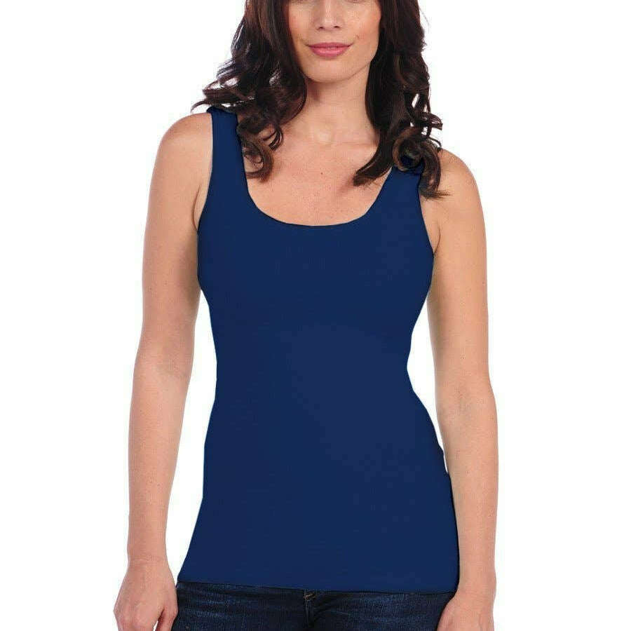 TINA STEPHENS ITALY seamless Smooth Tank Marine Navy, CLOTHING, TINA Stephens Italy/Tees By Tina, Plum Bottom