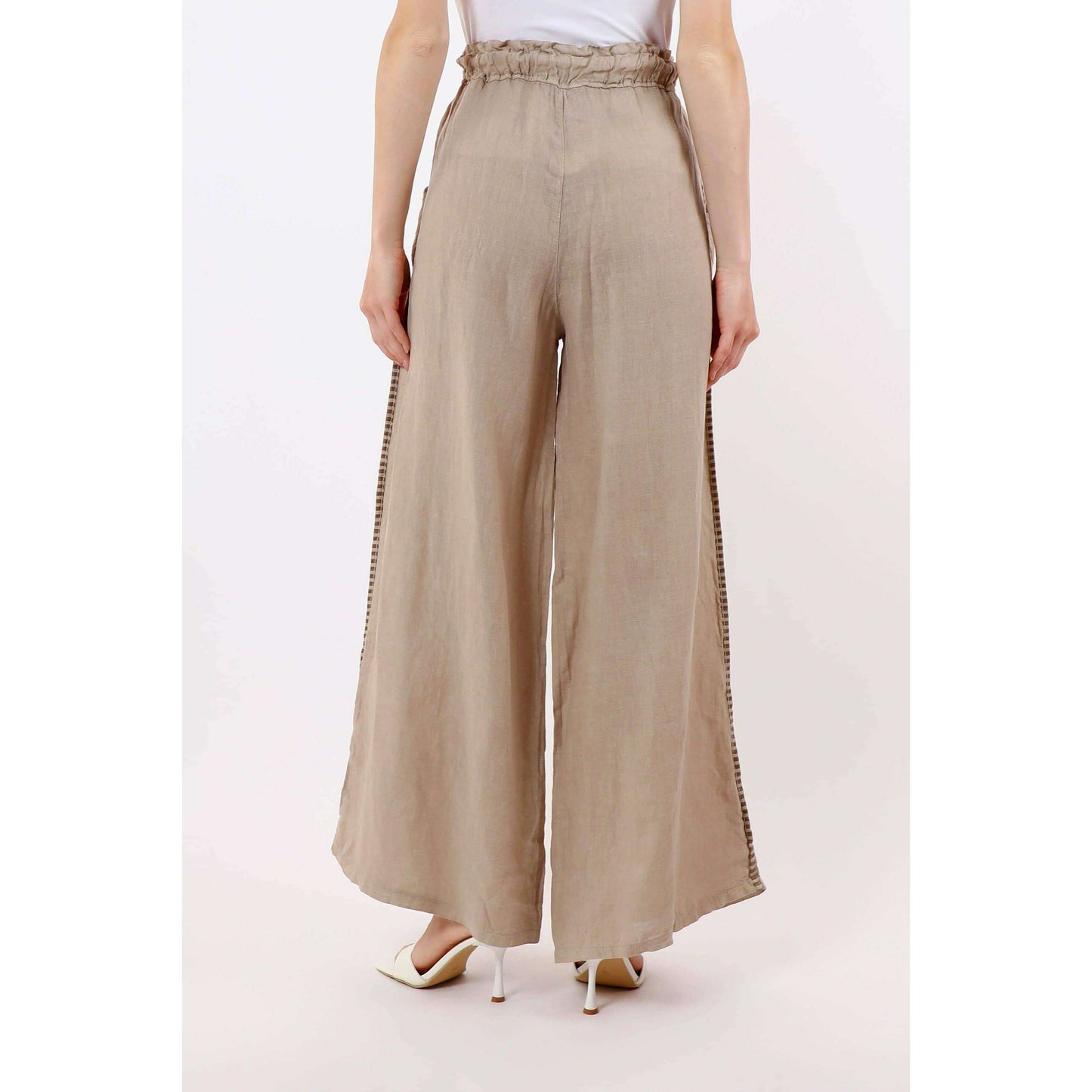 TINA Stephens Italy/Tees By Tina Harlowe Stripe Trim Linen Pant Cashmere, Pants, TINA Stephens Italy/Tees By Tina, Plum Bottom