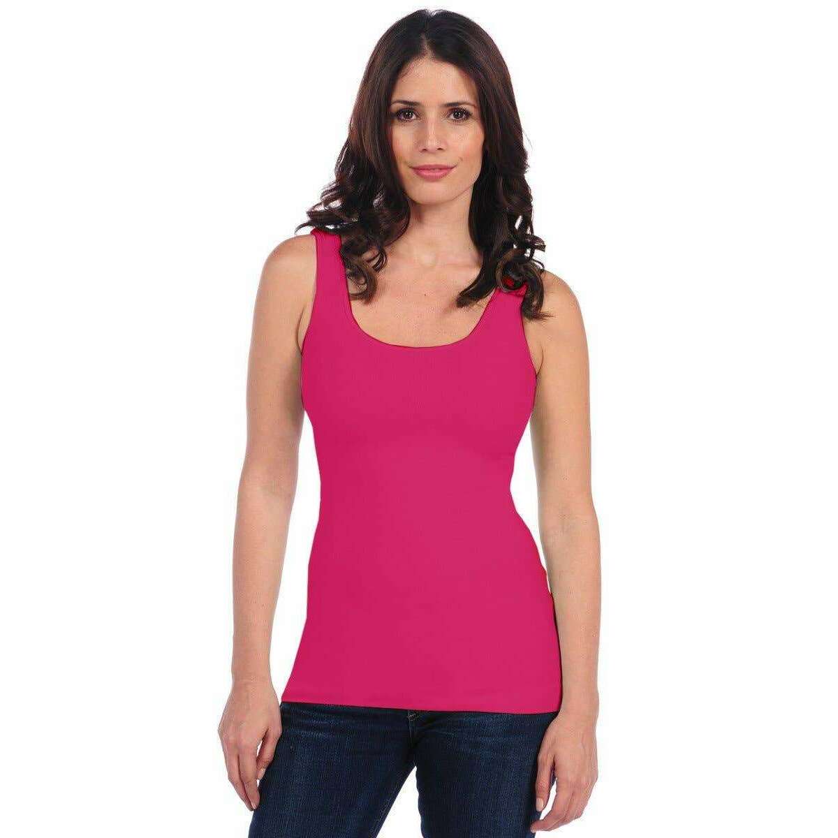 TINA Stephens Italy/Tees By Tina Seamless Smooth Tank Hibiscus, CLOTHING, TINA Stephens Italy/Tees By Tina, Plum Bottom
