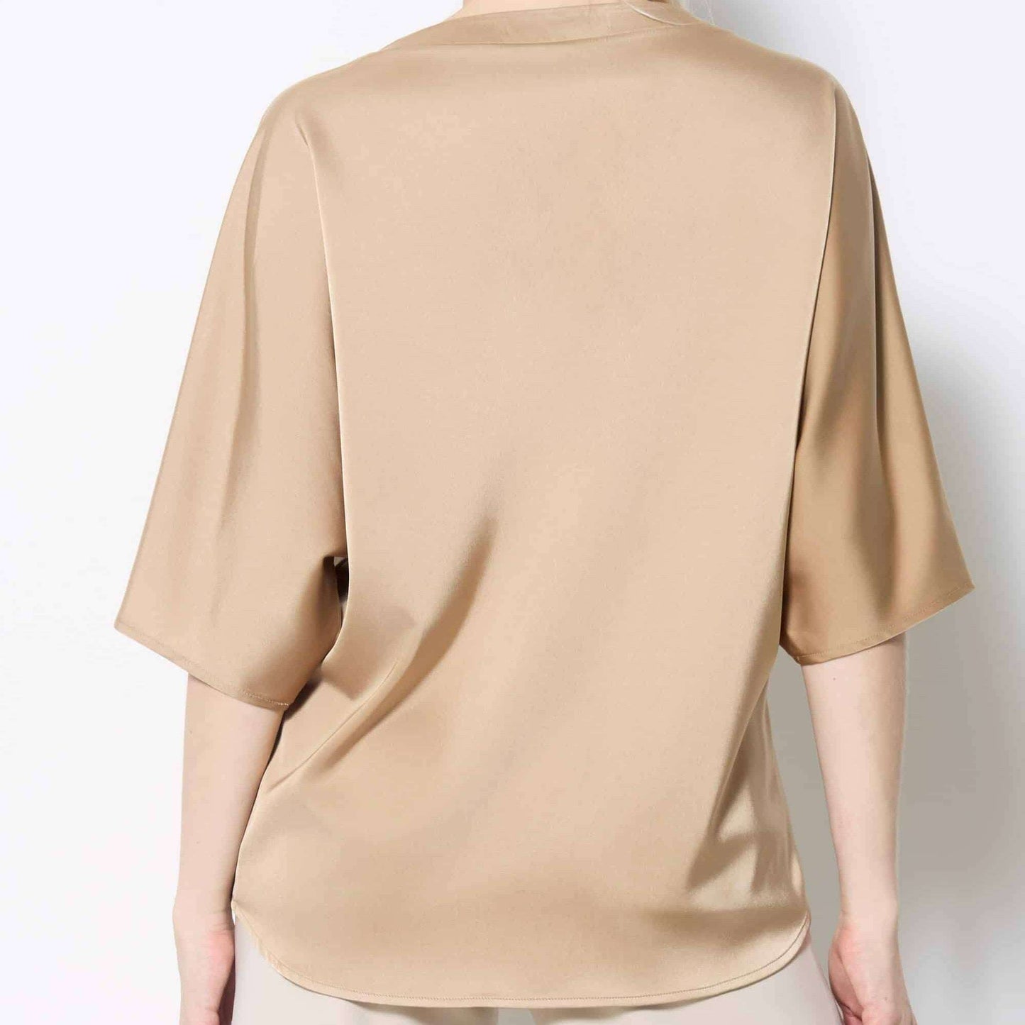 UP! - Belize Satin V-Neck T-Shirt - Champagne, Shirts, up!, Plum Bottom