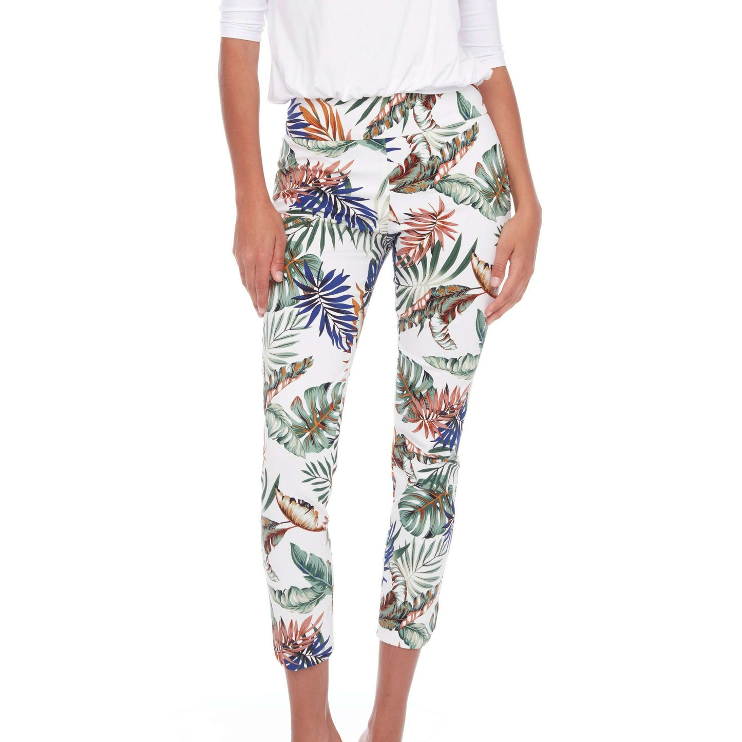 Up! - Petal Slit Ankle Pant - Tropical Print, Pants, up!, Plum Bottom