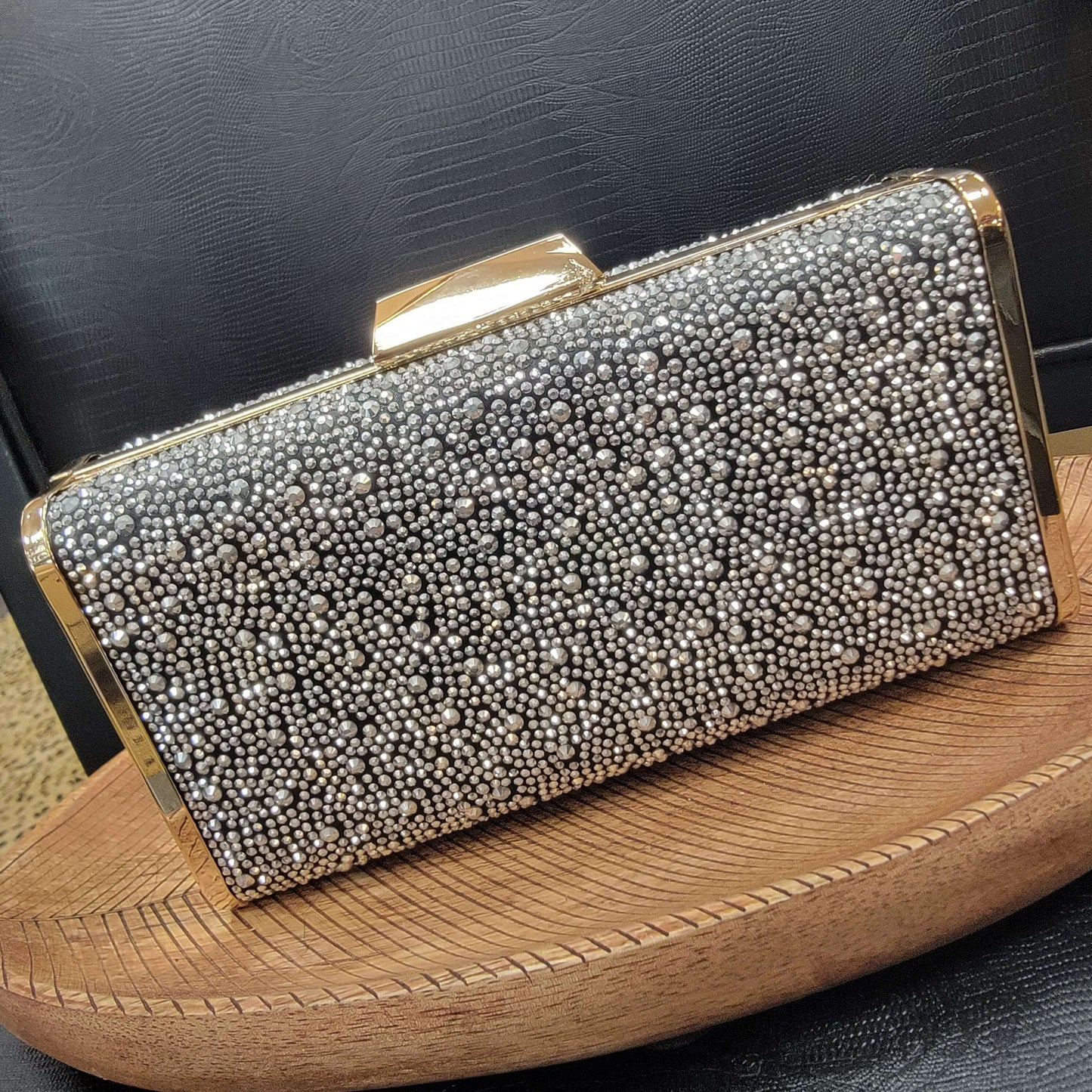 URBAN EXPRESSIONS - Madelyn Evening Bag - Black & Gold, ACCESSORIES, Urban Expression, Plum Bottom