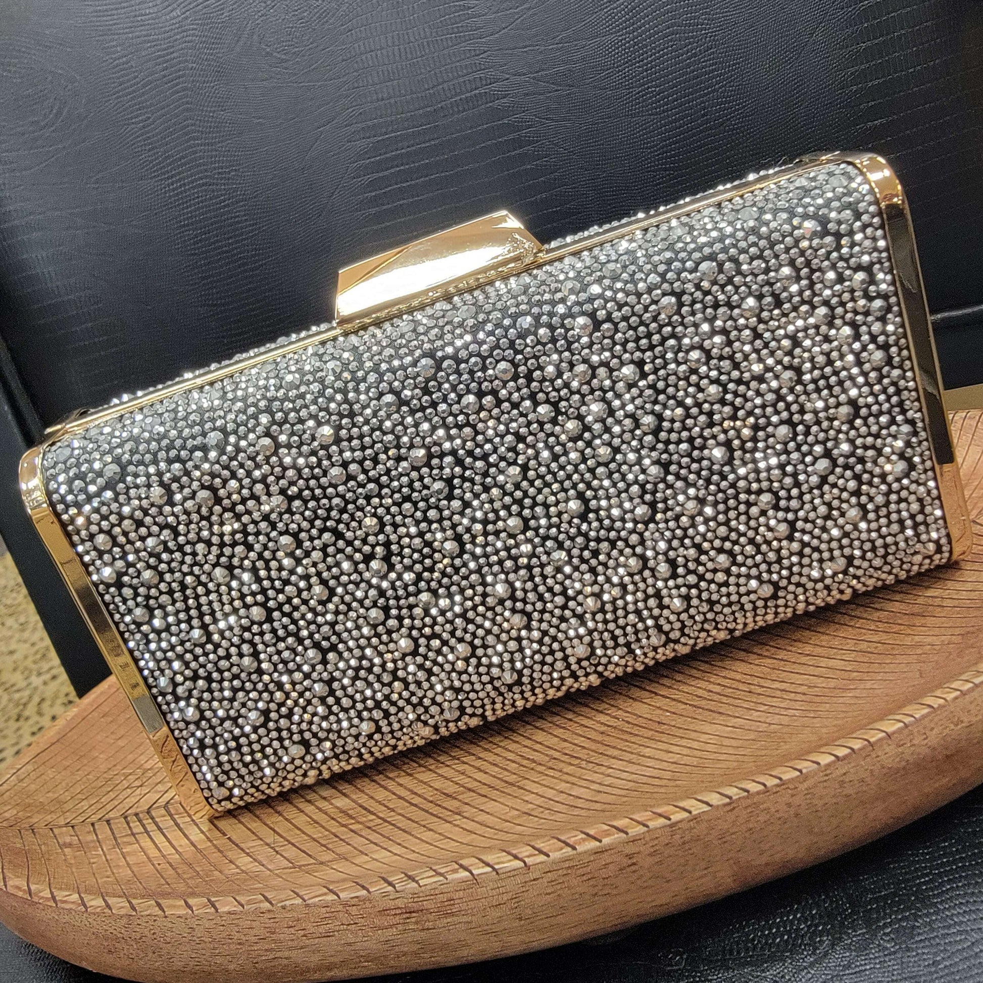 URBAN EXPRESSIONS - Madelyn Evening Bag - Black & Gold, ACCESSORIES, Urban Expression, Plum Bottom