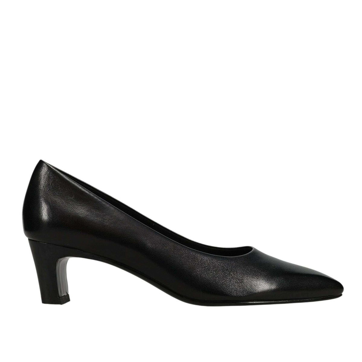 Plum Bottom VANELI Windy black leather pointed-toe pump with a comfortable low block heel