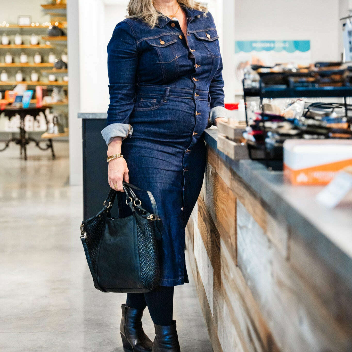 Washlab Long Dark Denim Dress Raw Denim – Plum Bottom