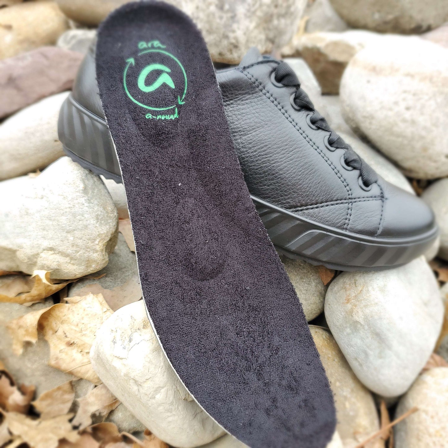 ARA - Alexandria Black Leather, Sneakers, Ara, Plum Bottom