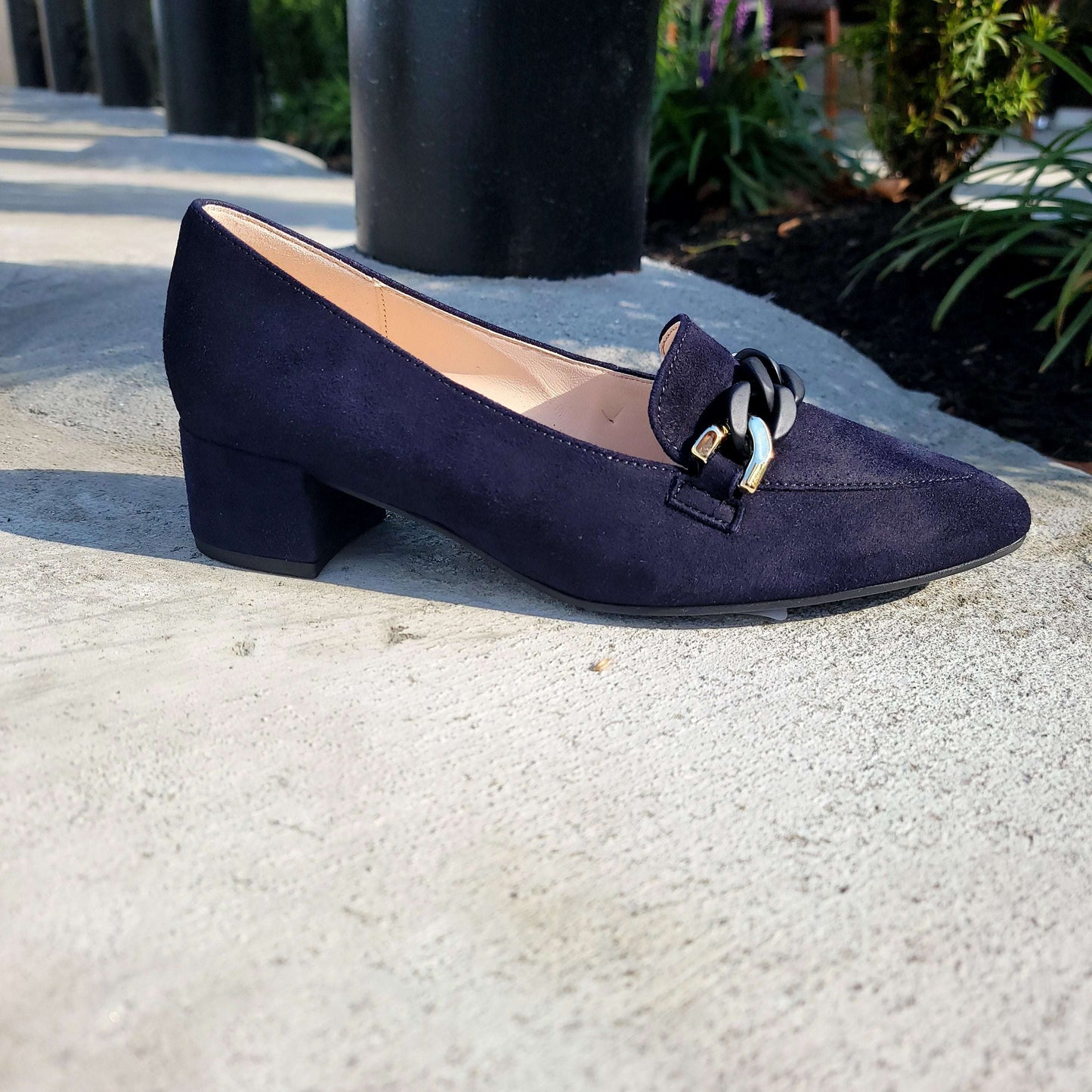 Gabor - Heeled Suede Loafer, Loafer, Gabor, Plum Bottom
