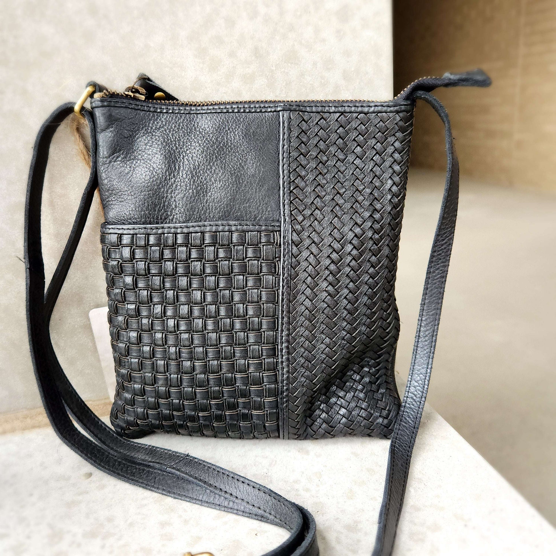 Milo - Pixie Black Leather Crossbody Handbag, ACCESSORIES, milo, Plum Bottom