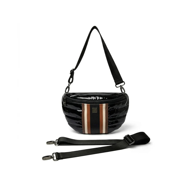 THINK ROYLN Little Runaway Black Patent Nylon w/ Stripe