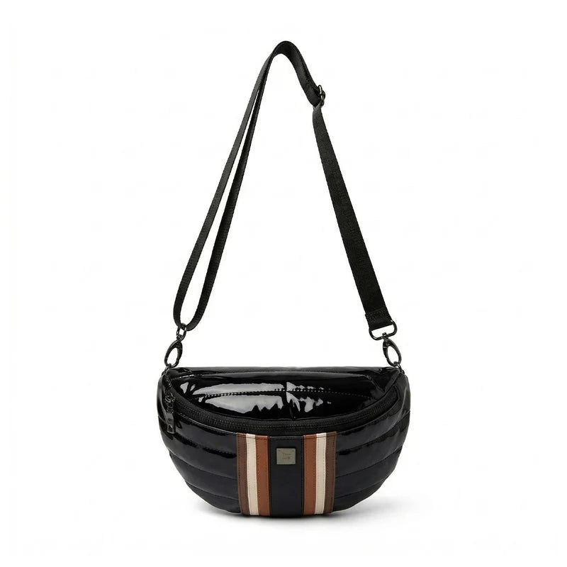 THINK ROYLN Little Runaway Black Patent Nylon w/ Stripe