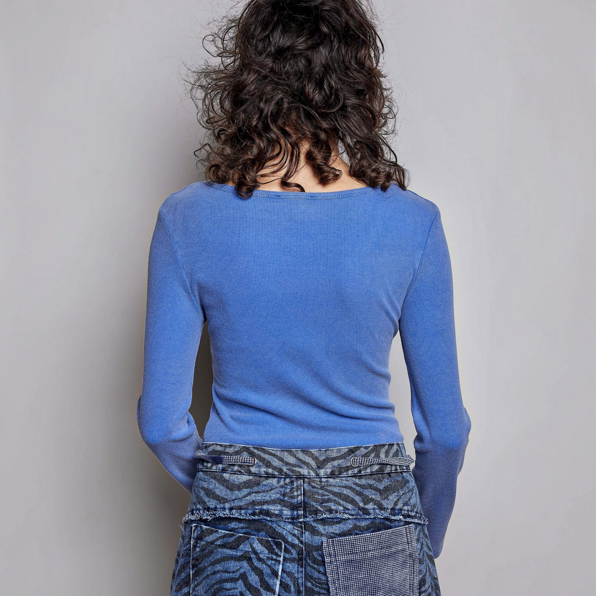 [Pol Clothing - Long Sleeve Novelty Button Wide V Neck Solid Knit Top: ROYAL BLUE / L], [CLOTHING], [Pol Clothing], [Plum Bottom].