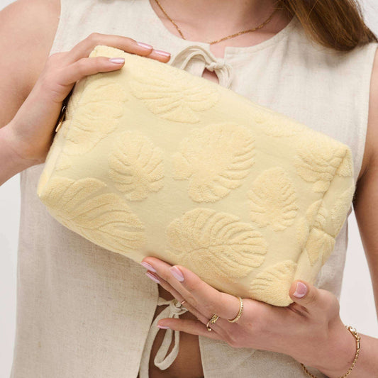 Urban Expressions - Palm Breeze Cosmetic & Travel Organizer Pouch: Yellow, Handbags, Urban Expressions, Plum Bottom