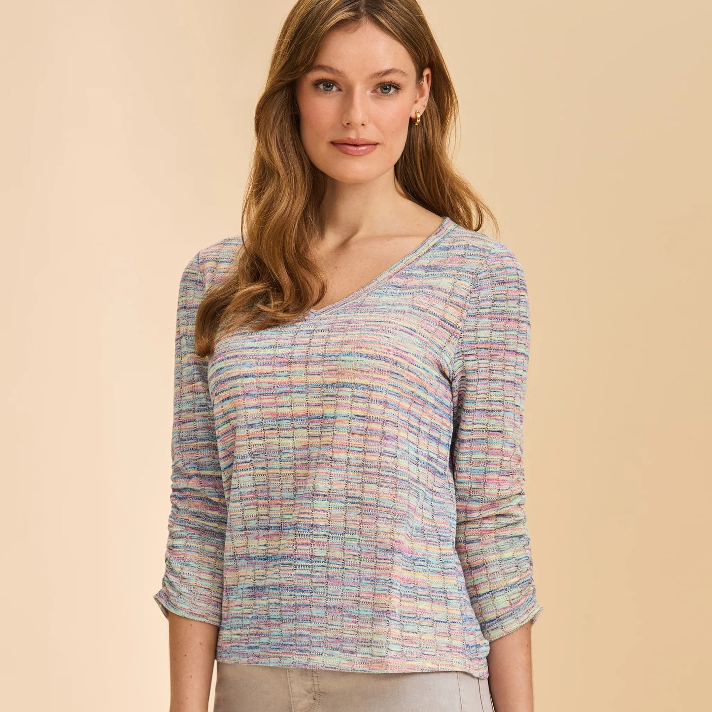 FDJ 3/4 Sleeve V-Neck Rainbow