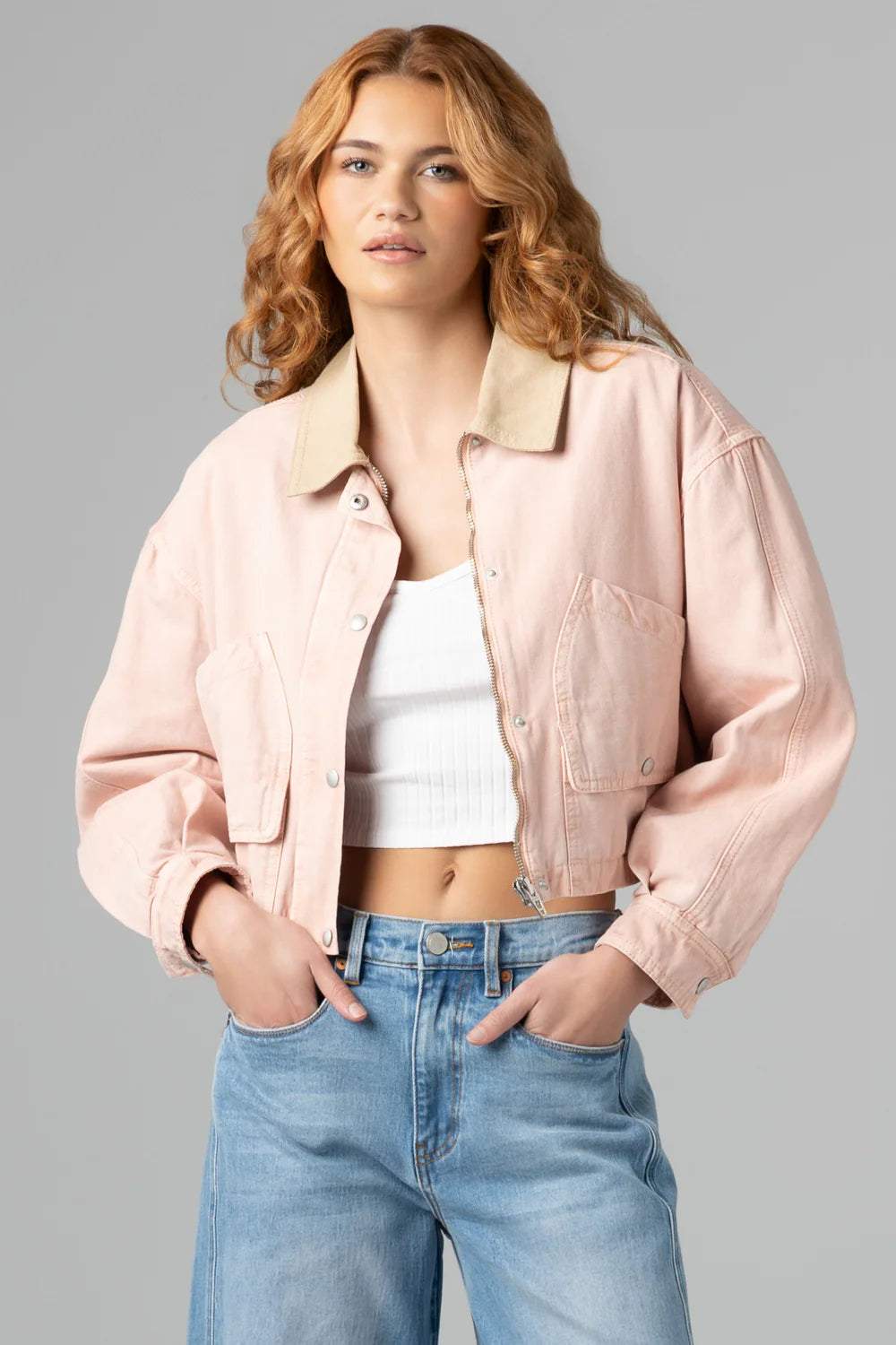 BLANK NYC Lawn Party Jacket Pink Combo