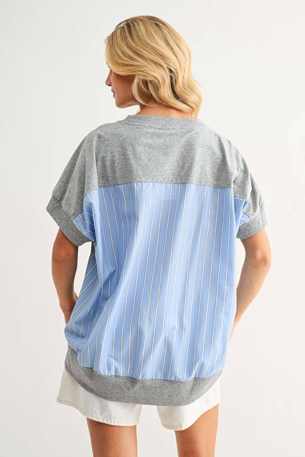 JOH APPAREL Joy Top Heather Grey Khaki