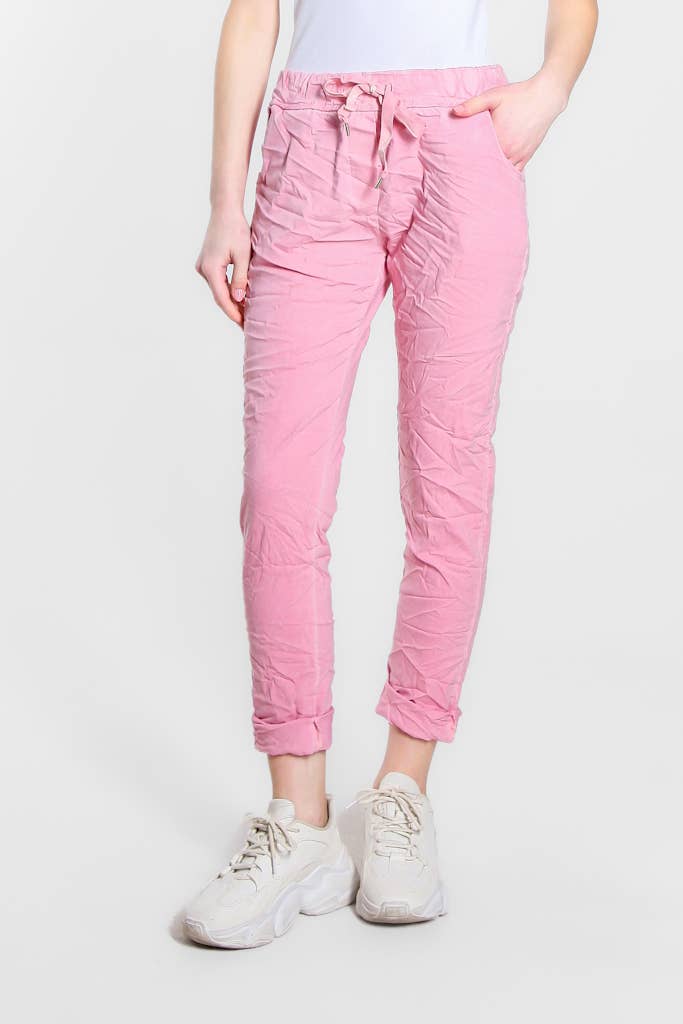 [TINA Stephens Italy/Tees By Tina - Haley Stretch Tie Waist Pant (PL119): 673 Fuchsia Enzyme / One Size], [CLOTHING], [TINA Stephens Italy/Tees By Tina], [Plum Bottom].