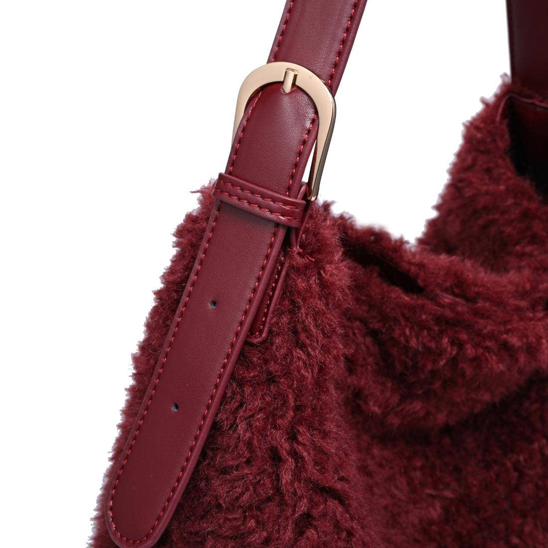 [Moda Luxe - Neve Sherpa Tote: Cream], [Handbags], [Moda Luxe], [Plum Bottom].