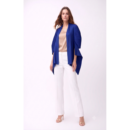 [Ellyndale - 2-Way Pleated Kimono Jacket – One Size- Royal Blue: Royal Blue / O/S], [Jacket], [Ellyndale], [Plum Bottom].