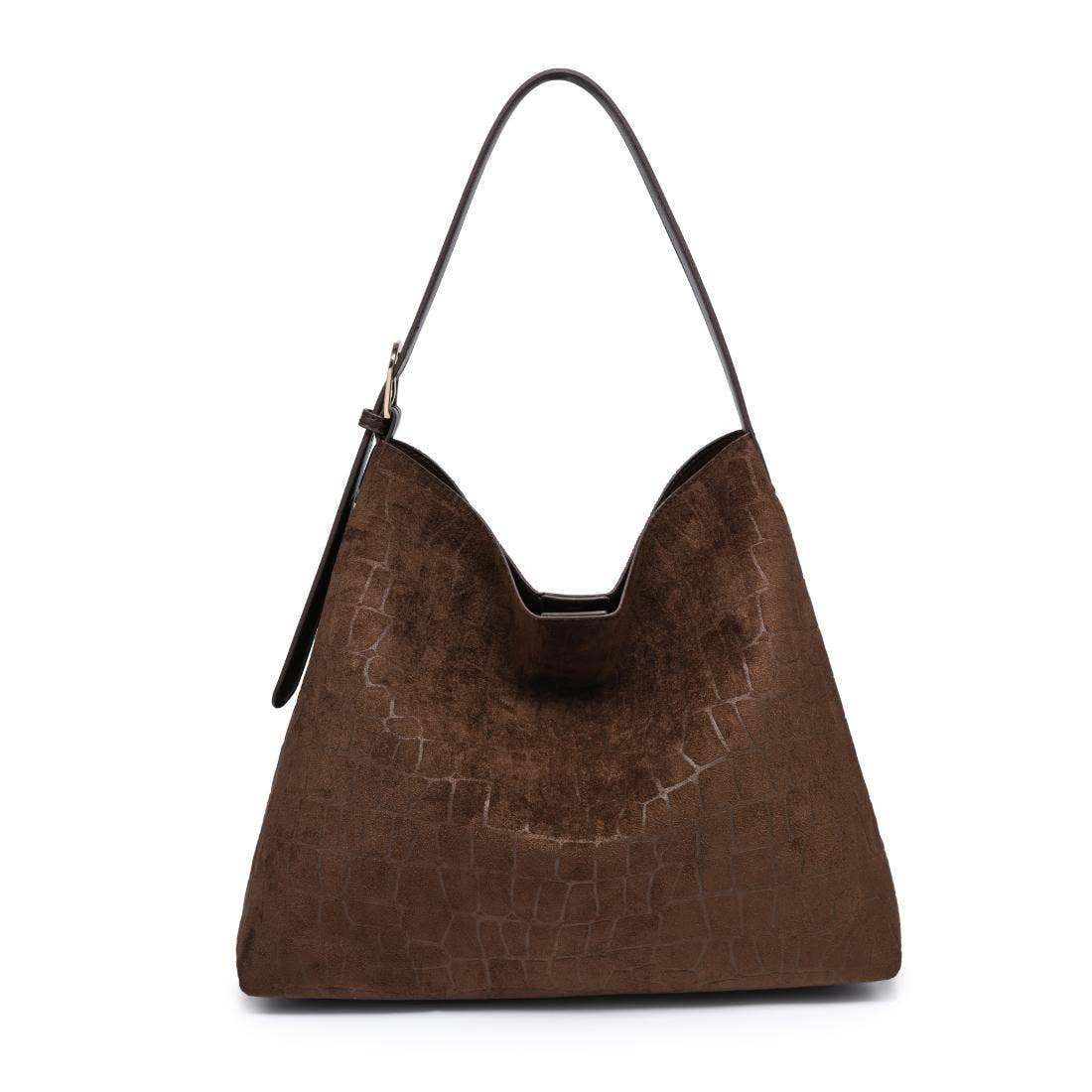 [Moda Luxe - Neve Croco Tote: Chocolate], [Handbags], [Moda Luxe], [Plum Bottom].