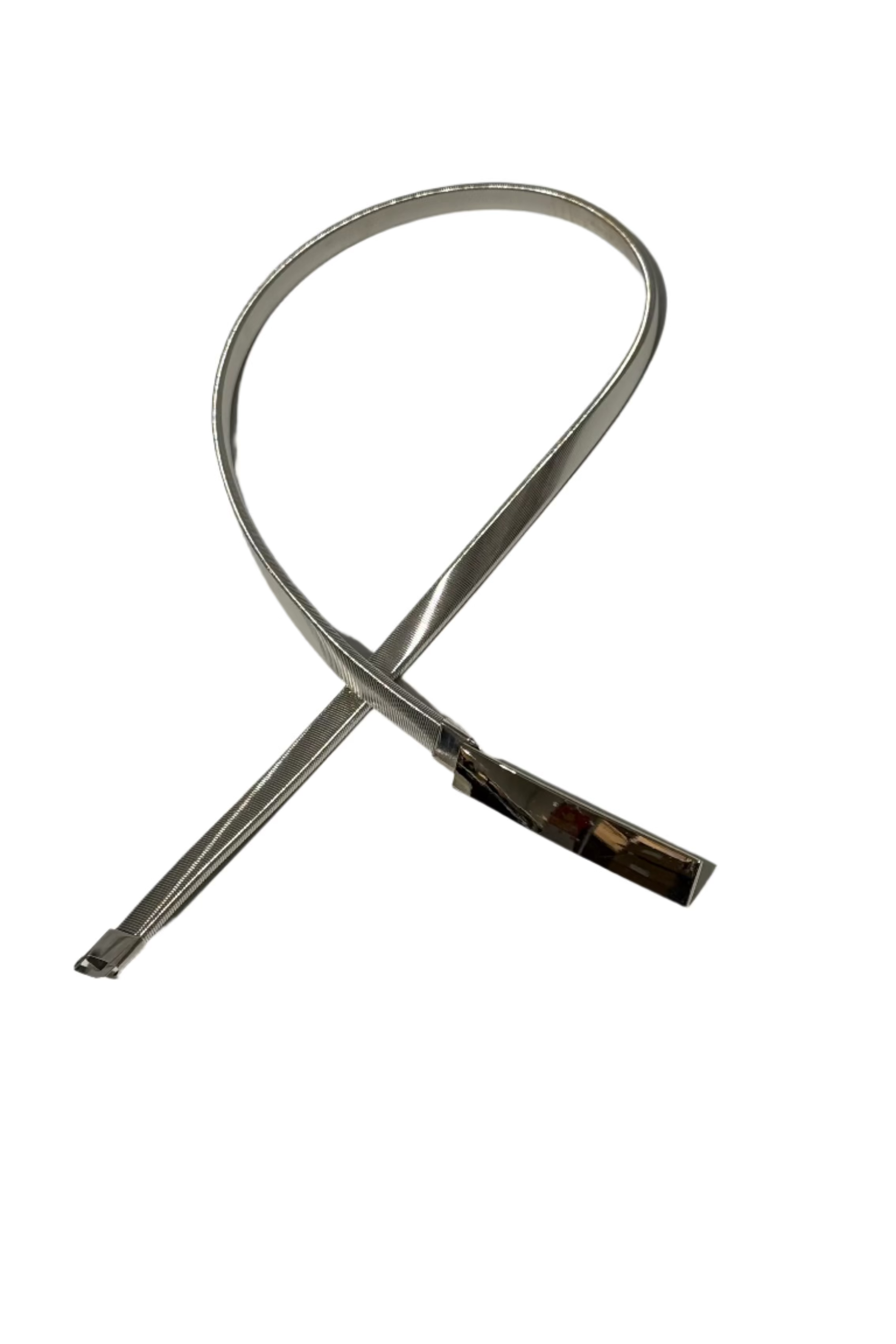 [Ellyndale - Metal Stretchable Belt (Silver): Silver / O/S], [ACCESSORIES], [Ellyndale], [Plum Bottom].