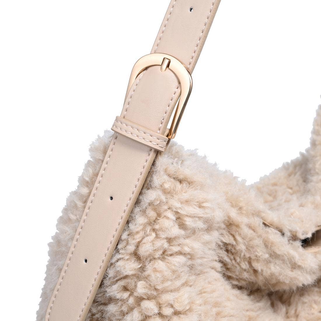 [Moda Luxe - Neve Sherpa Tote: Cream], [Handbags], [Moda Luxe], [Plum Bottom].