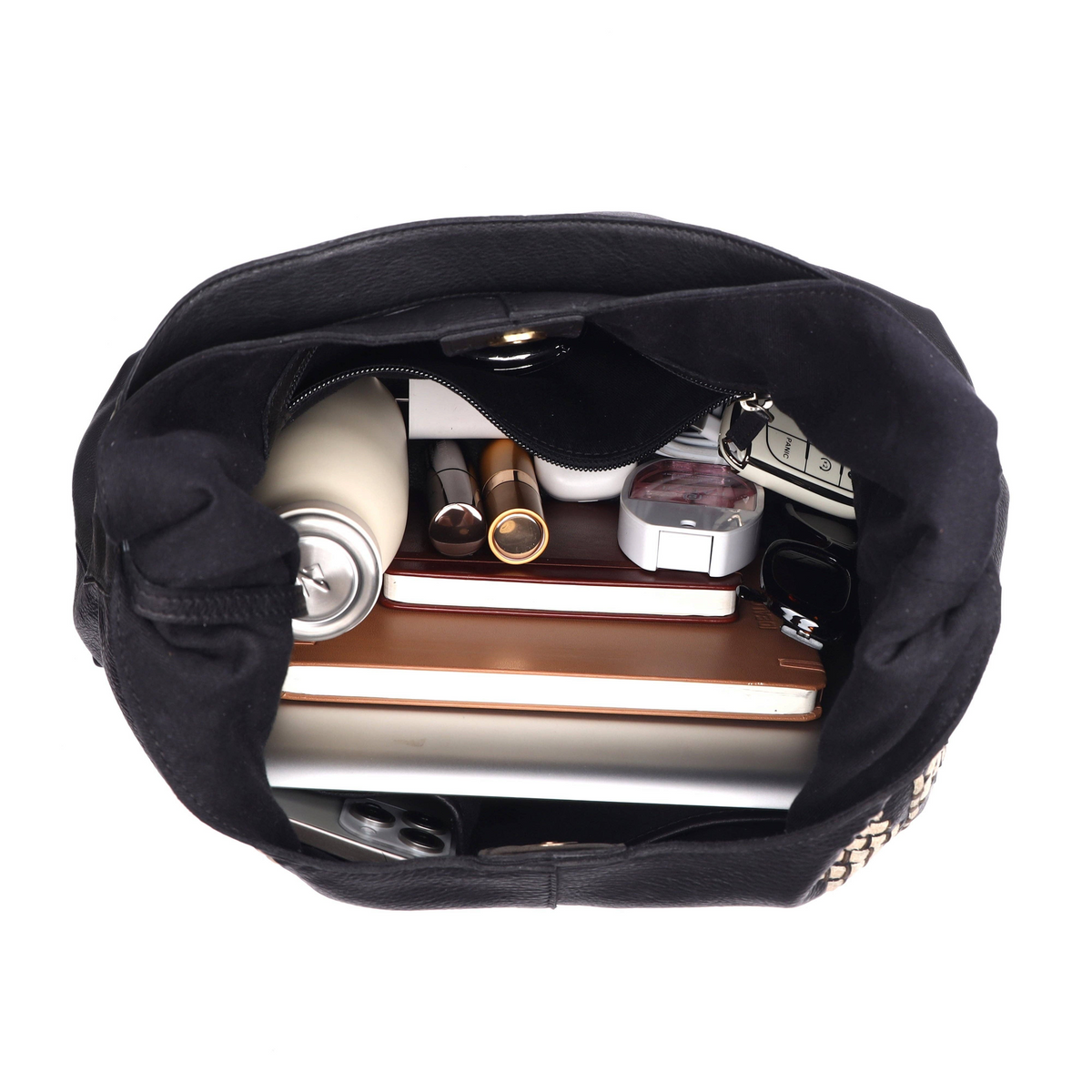 [Latico Leathers - Raven Dip-Dyed Leather Shoulder Bag: Black], [Handbags], [Latico Leathers], [Plum Bottom].