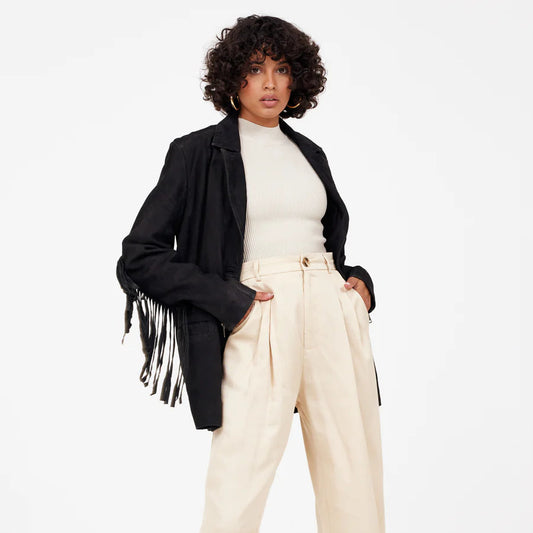 Mauritius - Tanny RF FRINGE BLAZER - Black