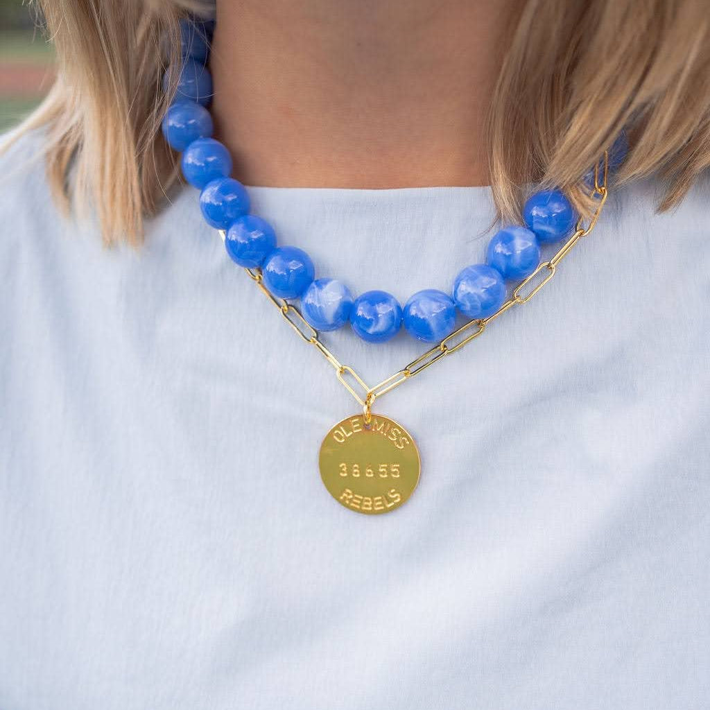 [Lisi Lerch - Ryan Beaded Acrylic Necklace - WS: Blue / 20mm], [Necklaces], [Lisi Lerch], [Plum Bottom].