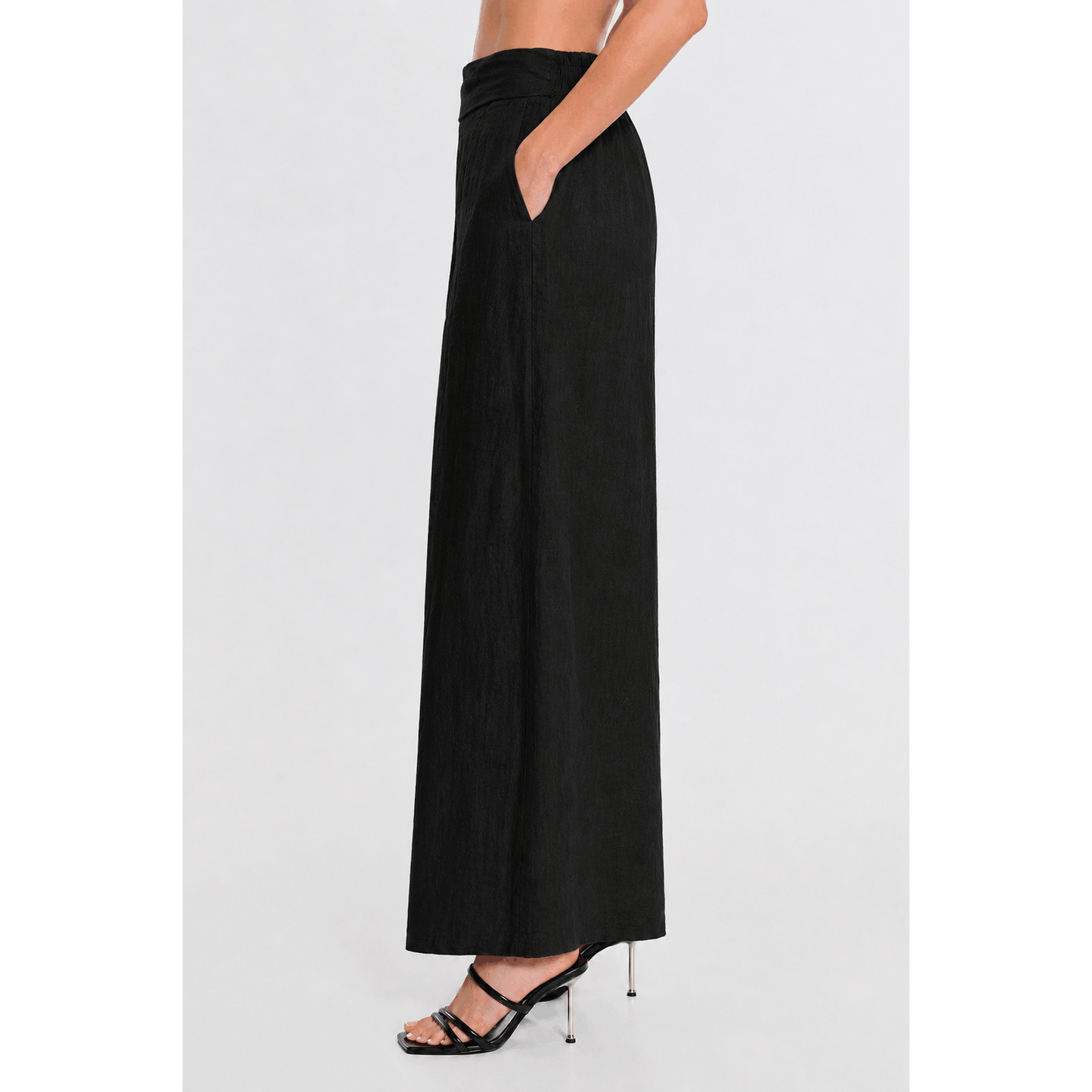 [TINA Stephens Italy/Tees By Tina - Graciela Flat Front Linen Palazzo Pant (PL909): 001 Black], [CLOTHING], [TINA Stephens Italy/Tees By Tina], [Plum Bottom].