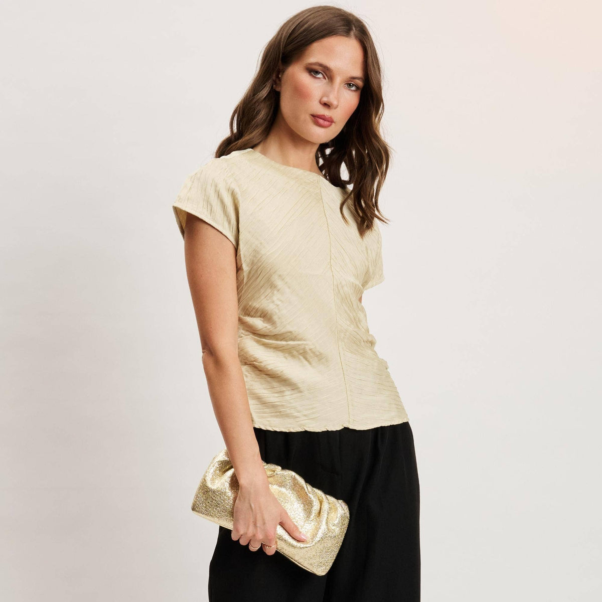 [Moda Luxe - Fancy Clutch: Gold], [], [Moda Luxe], [Plum Bottom].