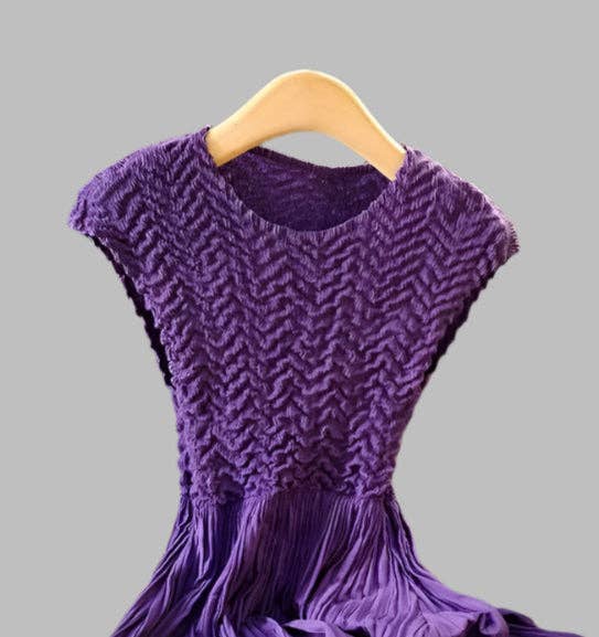 [Ellyndale - Pleated dress with Cupsleeves  (Violet): Voilet / O/S], [Dresses], [Ellyndale], [Plum Bottom].
