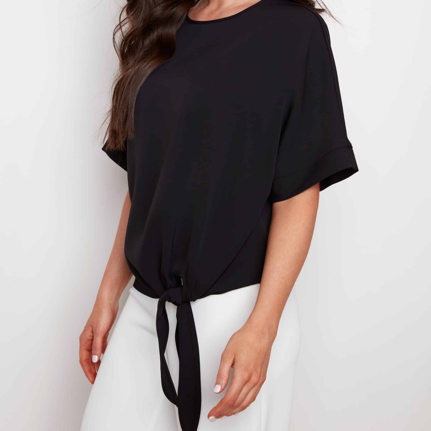 UP! 30591 Tie Knot Top Black