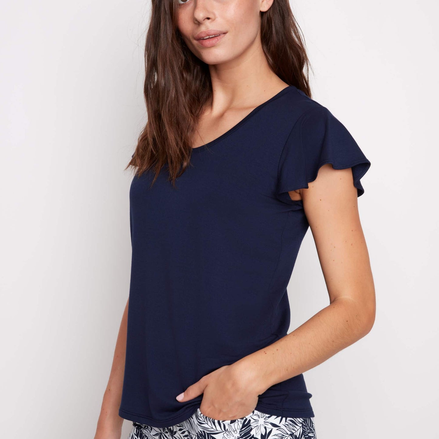 UP! 30594 Provence V-Neck Ruffle Sleeve Harbour