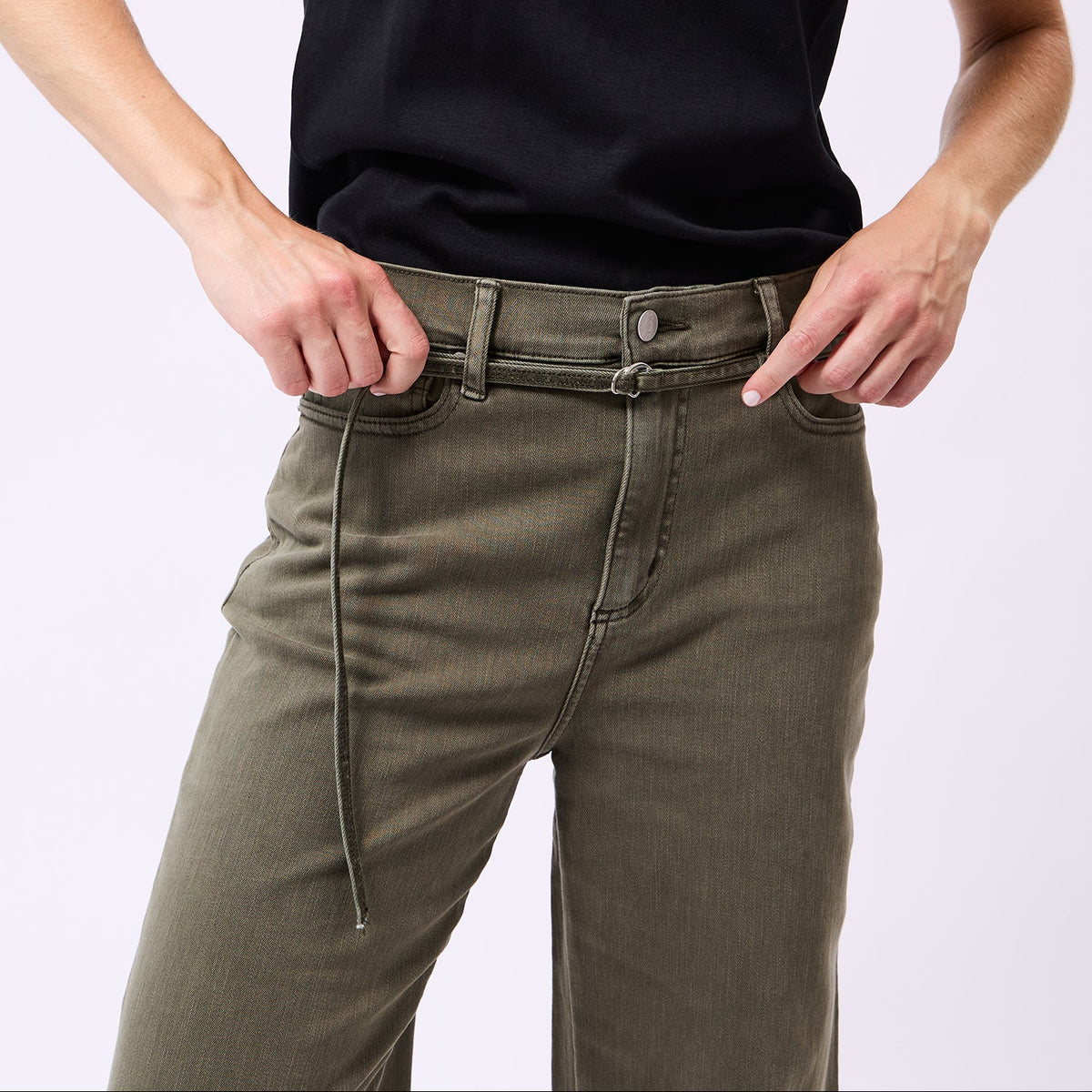 YOGA JEANS Lily Wide Leg Jeans Khaki