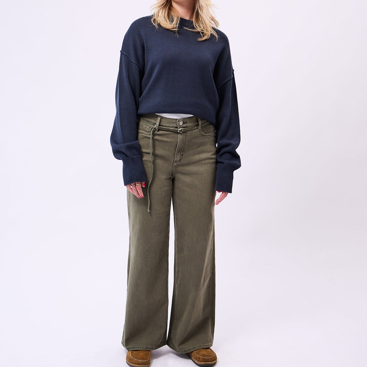 YOGA JEANS Lily Wide Leg Jeans Khaki