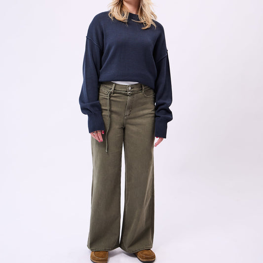YOGA JEANS Lily Wide Leg Jeans Khaki